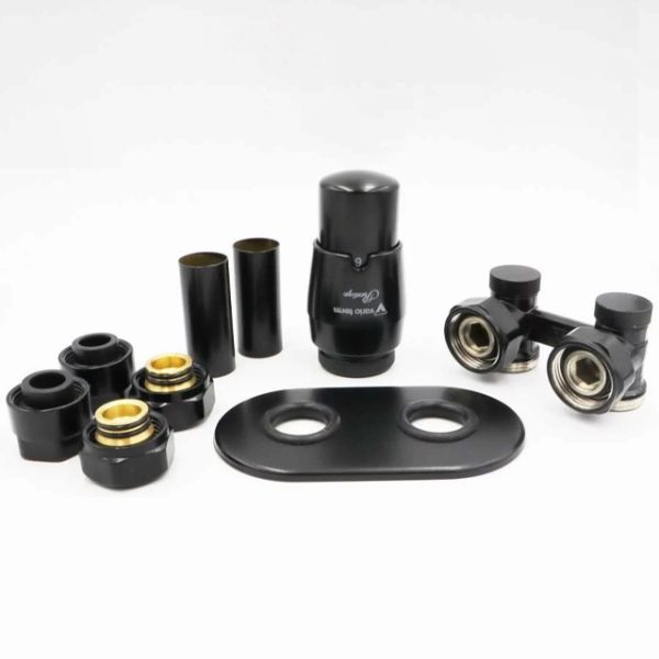 Комплект термостатичний Vario Term PREMIUM ELEGANCKIE, All In One, кутовий, матовий чорний AEPRNYGS0224C/FK(PEX)
