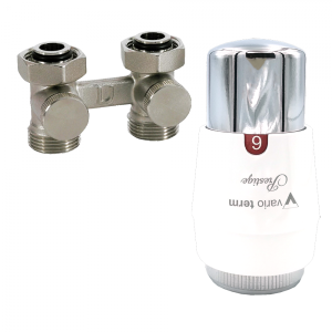 Комплект термостатичний Vario Term Standard тип V Prestige кутовий, білий/хром PRNYGS0201C/FK